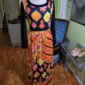 Chic Saks Fifth Avenue 1960's Ikat Print Maxi Dress