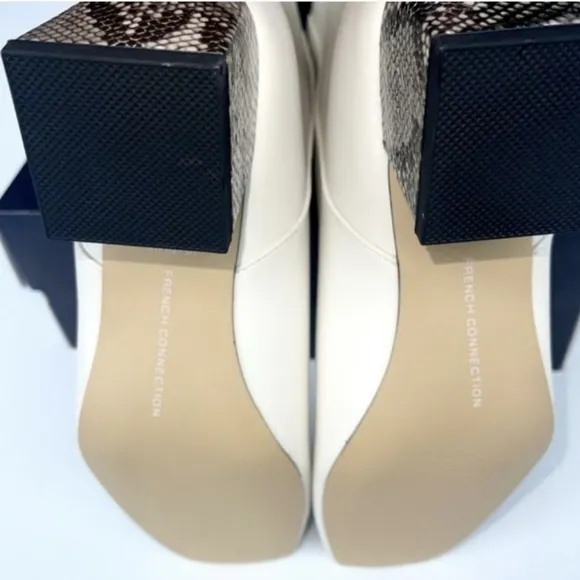 Chic White Ankle Boots with Snakeskin Block Heel