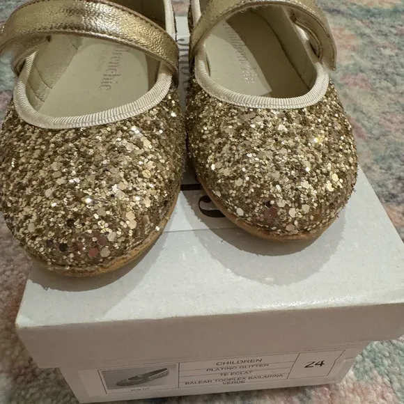 Children Chic Gold Glitter Dress Shoes