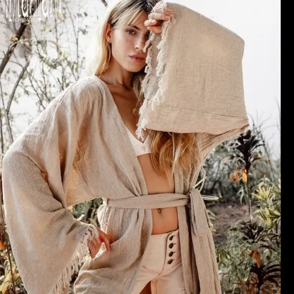 Chintamani Alchemi Handmade Raw Cotton Kimono Robe | Boho Gypsy Kaftan​