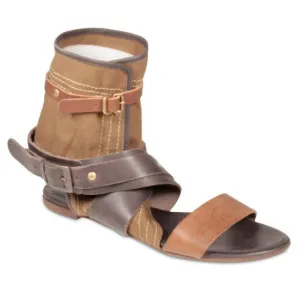 Chloé strappy gladiator sandals calf skin leather and canvas boho size 3…