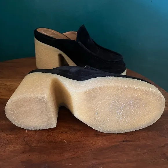 CHLOE Black Suede Platform Mules