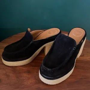 CHLOE Black Suede Platform Mules