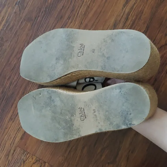 Chloe Cream Canvas Platform Sandals Size 40