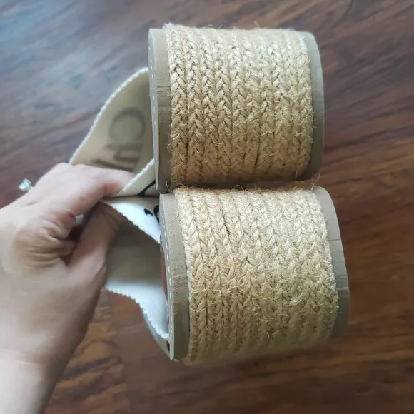 Chloe Cream Canvas Platform Sandals Size 40