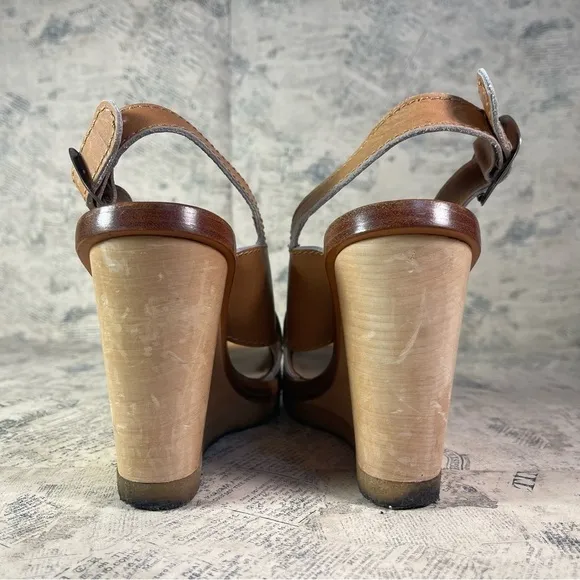 Chloe Dune leather cross over wedge platform sandals