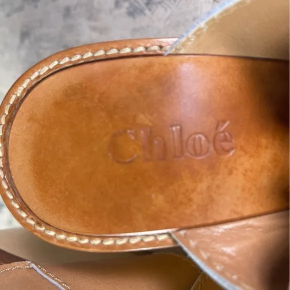 Chloe Dune leather cross over wedge platform sandals