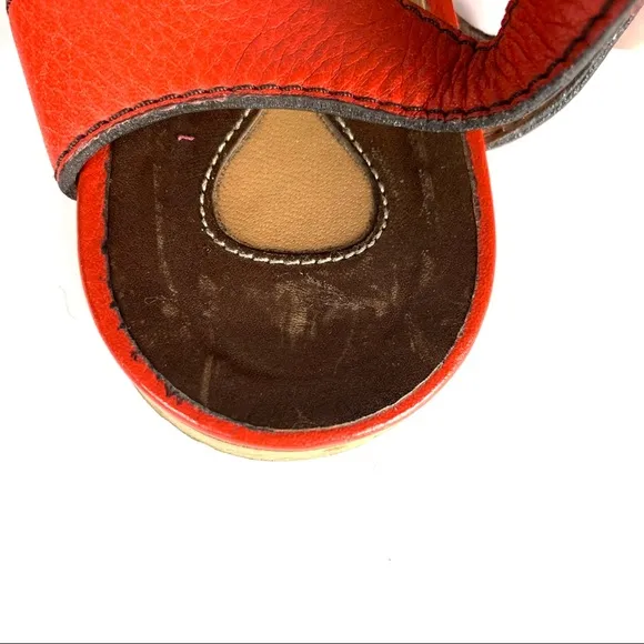 Chloe red leather sandals boho flats