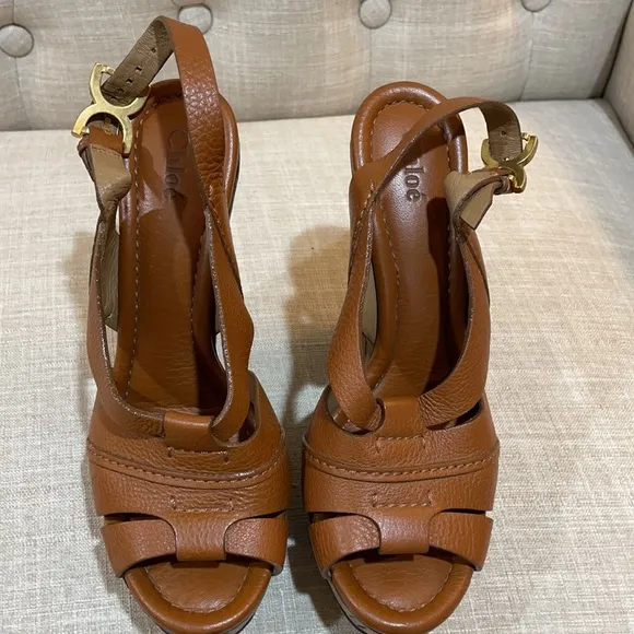 Chloe Renna Platform Wedge Slingback Sandals