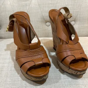 Chloe Renna Platform Wedge Slingback Sandals