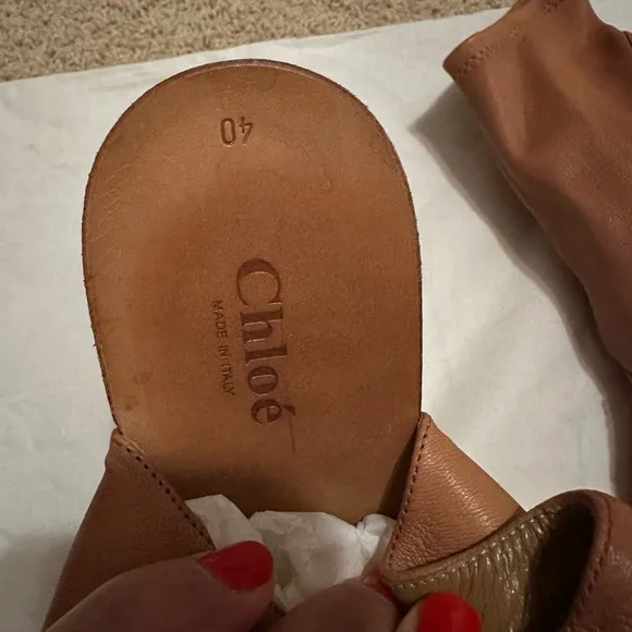 Chloe tan Wedge Ankle sandals