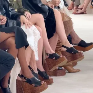Chloe tan Wedge Ankle sandals