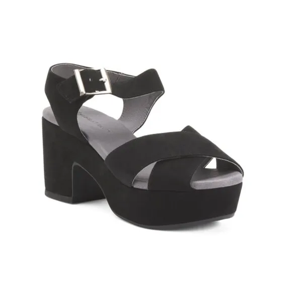 CHOCOLAT BLU Black Suede Ginny Heeled Sandals