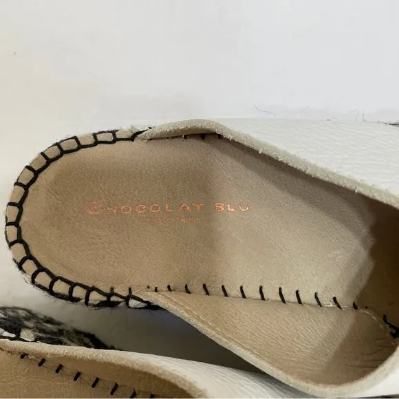 CHOCOLAT BLU NIZA ESPADRILLE PLATFORM SANDALS IN WHITE LEATHER