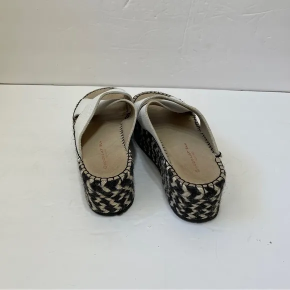 CHOCOLAT BLU NIZA ESPADRILLE PLATFORM SANDALS IN WHITE LEATHER