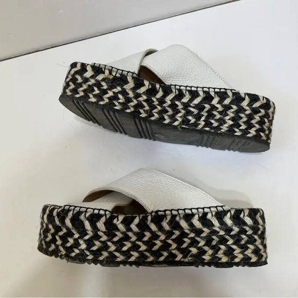 CHOCOLAT BLU NIZA ESPADRILLE PLATFORM SANDALS IN WHITE LEATHER