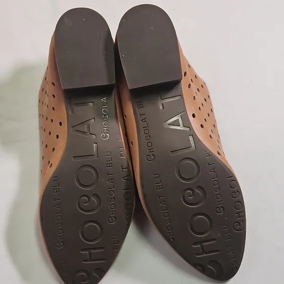 Chocolat Blu Perforated Tan Leather Shoes