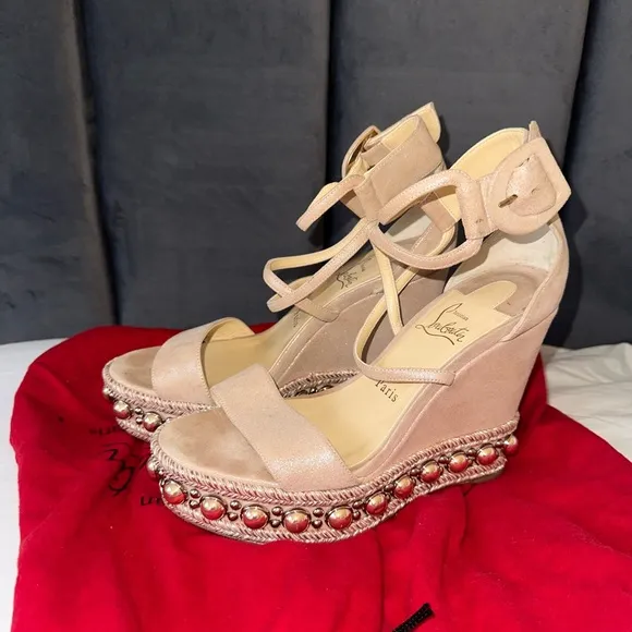 Christian Louboutin Beige Wedge Sandals