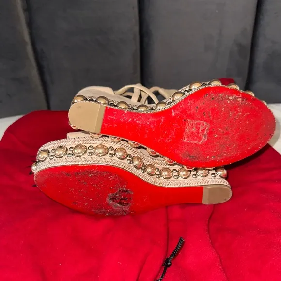 Christian Louboutin Beige Wedge Sandals