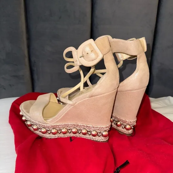 Christian Louboutin Beige Wedge Sandals