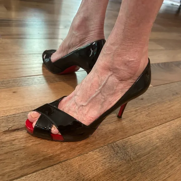 Christian Louboutin Black Patent and Red Platform Women's Shoes