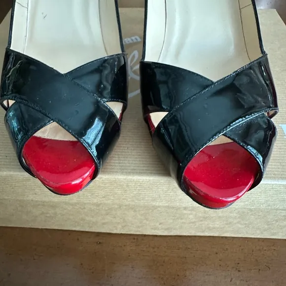 Christian Louboutin Black Patent and Red Platform Women's Shoes