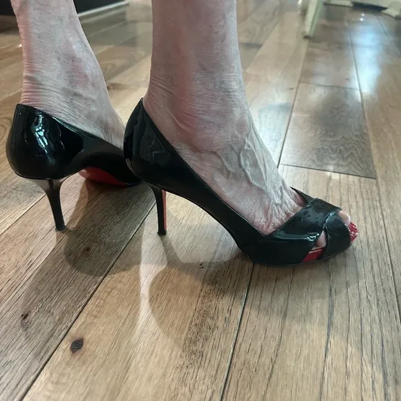Christian Louboutin Black Patent and Red Platform Women's Shoes