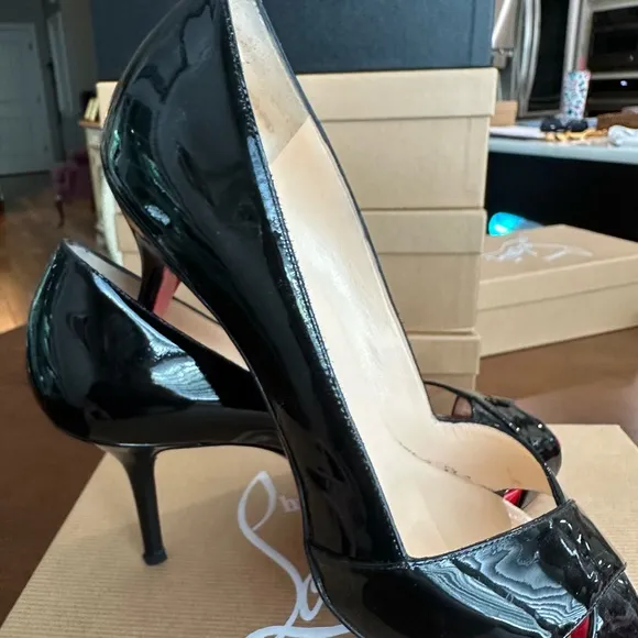 Christian Louboutin Black Patent and Red Platform Women's Shoes