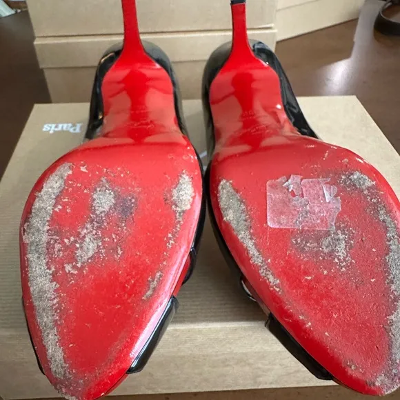 Christian Louboutin Black Patent and Red Platform Women's Shoes