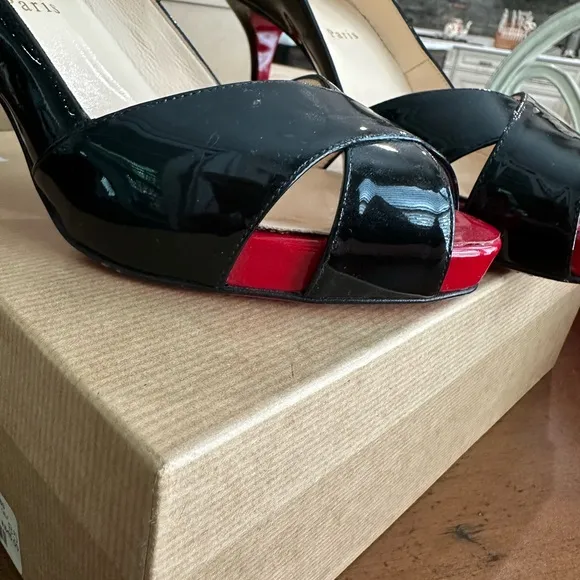 Christian Louboutin Black Patent and Red Platform Women's Shoes