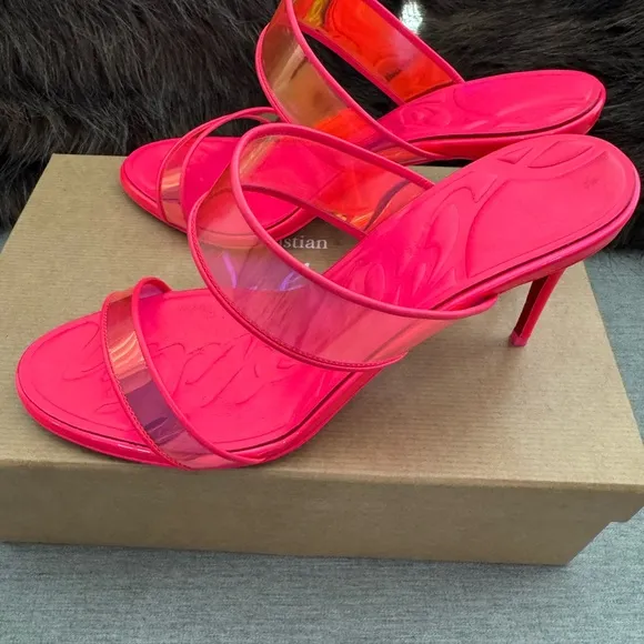 Christian Louboutin Pink Heels with Iridescent Straps