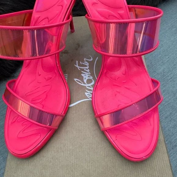 Christian Louboutin Pink Heels with Iridescent Straps