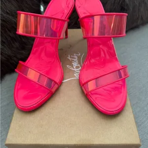 Christian Louboutin Pink Heels with Iridescent Straps