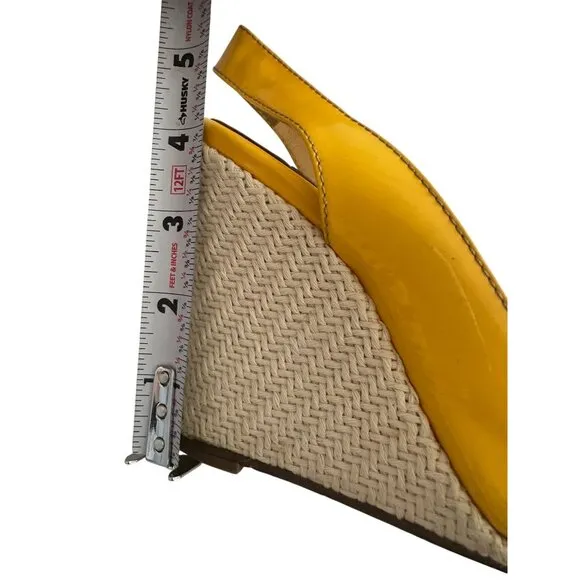 CHRISTIAN LOUBOUTIN Yellow Patent Leather Wedges Size 37.5