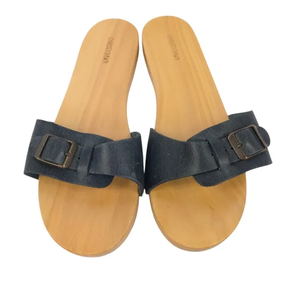 Christy Dawn Ventura Clog Sandals Navy Leather NWOB