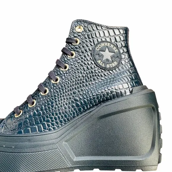 ✨✨✨Chuck 70 De Luxe Wedge Platform Croc-embossed leather 11 Womens Shoes A10037C