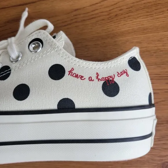 ❤️❤️Chuck Taylor All Star Lift Platform Polka Dots 7 Women Shoes White A10689C