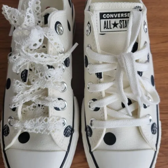 ❤️❤️Chuck Taylor All Star Lift Platform Polka Dots 7 Women Shoes White A10689C