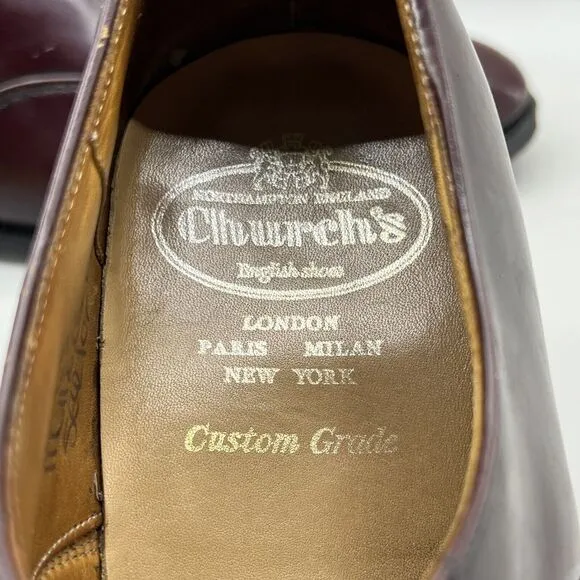 Church’s Custom Grade Shoes Men Size 10 C US, 9 UK Shoes Red Cap Toe Low Oxford