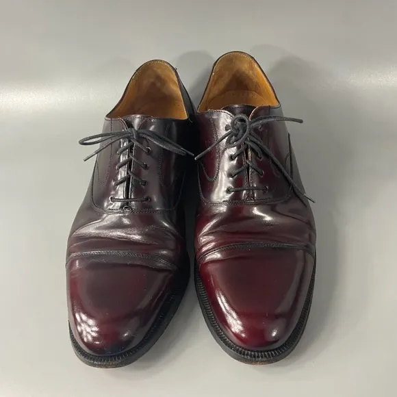 Church’s Leather Dress Shoes Burgundy Custom Grade Cap Toe Oxford Men UK 19.5 M