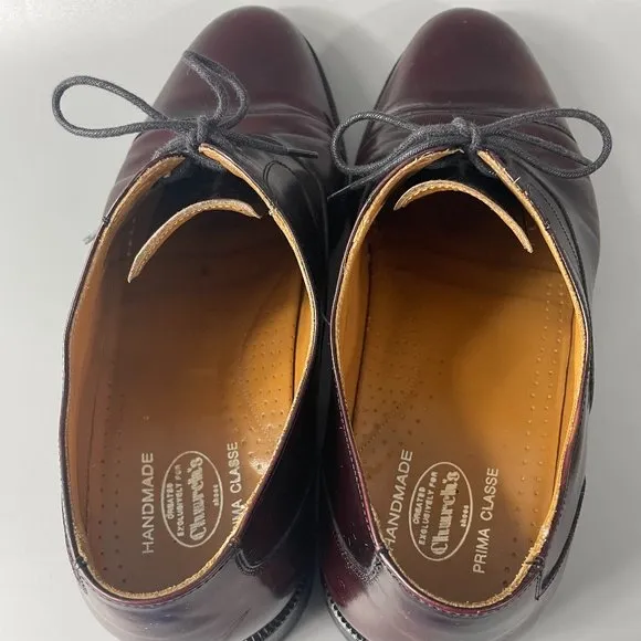 Church’s Leather Dress Shoes Burgundy Custom Grade Cap Toe Oxford Men UK 19.5 M