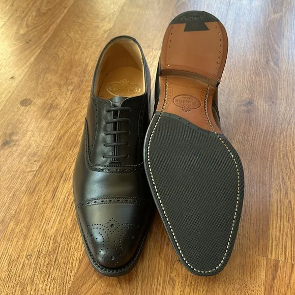Church’s Weymouth Custom Grade Oxford Brogue Dress Shoes Black Sz 6 UK / 7 NWOB