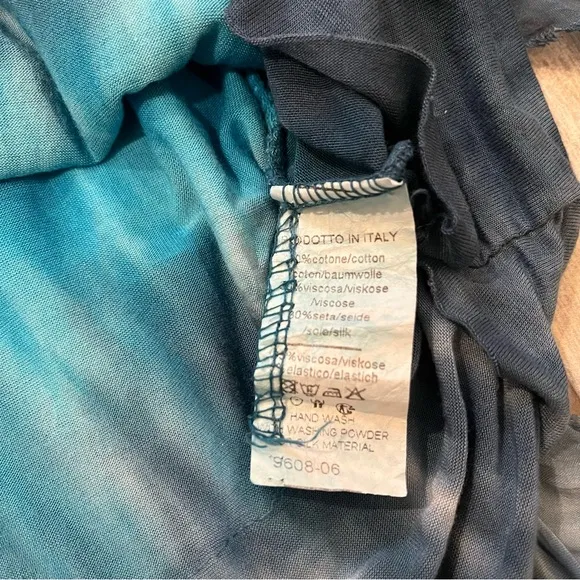 Cindi Buck Design Blue Tie Dye Cotton/Silk Blend Boho Tiered Skirt.