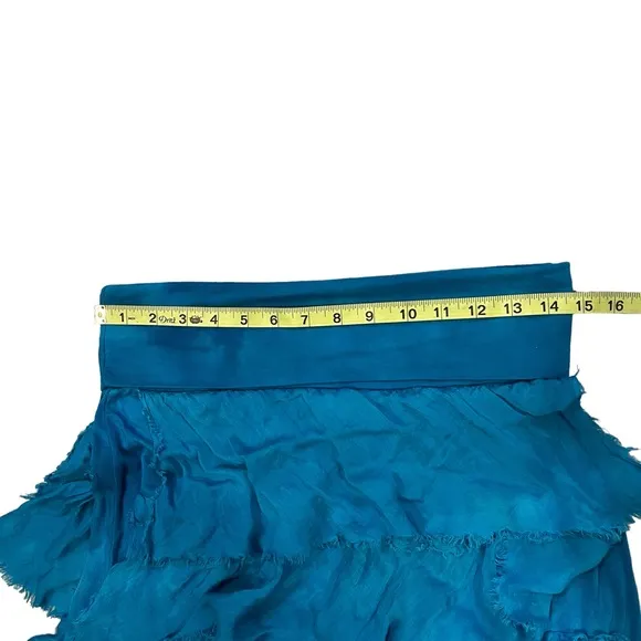 Cindi Buck Design Blue Tie Dye Cotton/Silk Blend Boho Tiered Skirt.