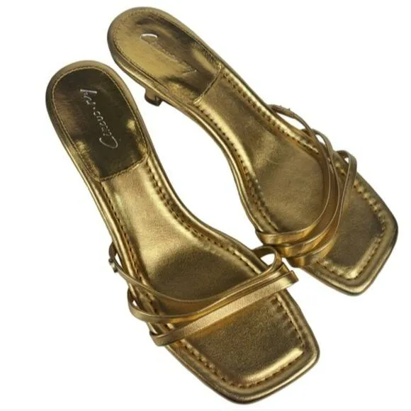 Circus by Sam Edelman Cecily Strappy Kitten-heel Sandals Millenia Gold 7.5