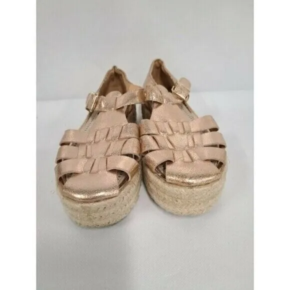 𝅺Circus By Sam Edleman Womens Platform Sandals Size 7M Metallic Rose BOHO