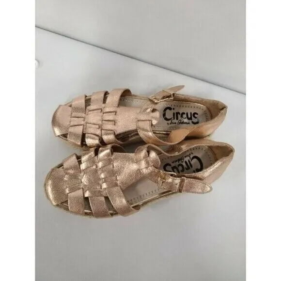 𝅺Circus By Sam Edleman Womens Platform Sandals Size 7M Metallic Rose BOHO