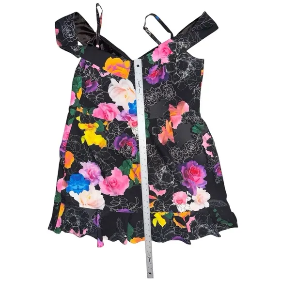 CITY CHIC Plus Size Raquel Print Mini Dress Women’s 20 Black