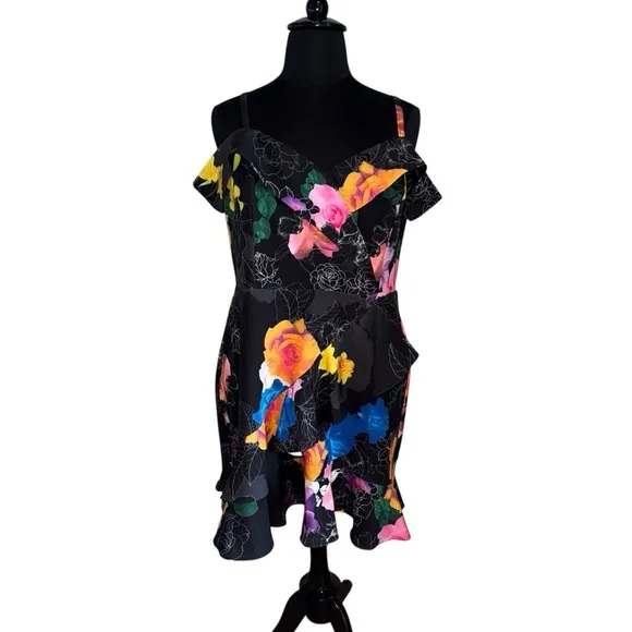 CITY CHIC Plus Size Raquel Print Mini Dress Women’s 20 Black