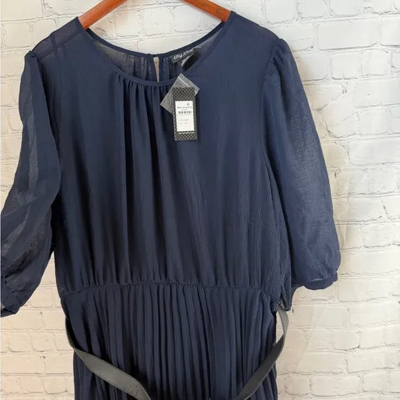 City Chic Women's Plus Size Love Pleat Elbow Sleeve Round Neckline Dress XXL
